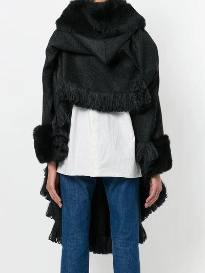 Shop Dolce & Gabbana Fur Trim Cape In Black