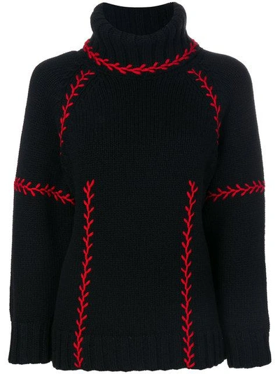 Shop Alexander Mcqueen Chunky Turtle Neck Jumper In Black