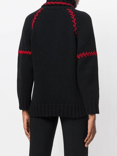 Alexander Mcqueen Stitch Detail Cashmere Turtleneck Sweater In Black
