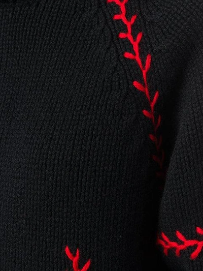 Alexander Mcqueen Stitch Detail Cashmere Turtleneck Sweater In Black
