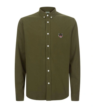 Shop Kenzo Cotton Twill Button Down In Green