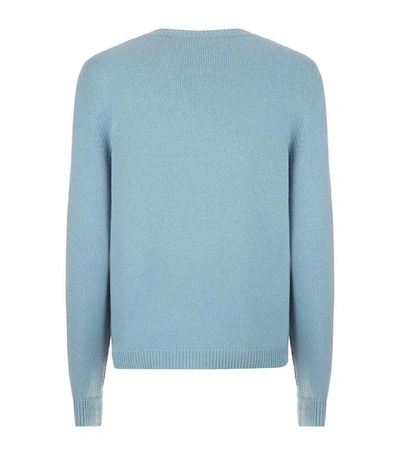 Shop Gucci Bee Wool Intarsia Sweater In Blue