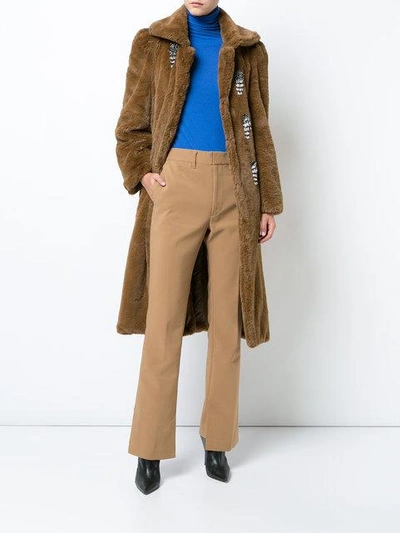 Shop Toga Flared Tailored Trousers - Brown