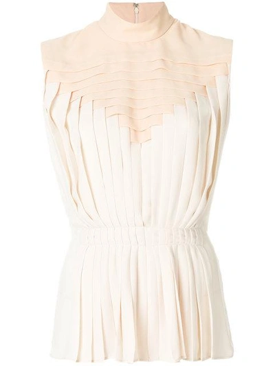 Shop Marco De Vincenzo Pleated Sleeveless Blouse - Neutrals