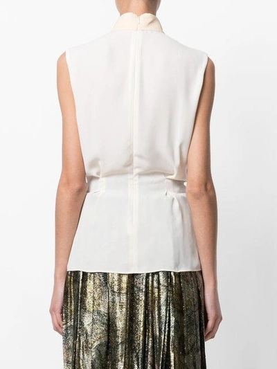 Shop Marco De Vincenzo Pleated Sleeveless Blouse - Neutrals