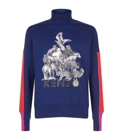 Shop Kenzo High-neck Contrast Sweatshirt In Navy