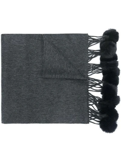 Shop N•peal Fur Bobble Woven Scarf In Grey