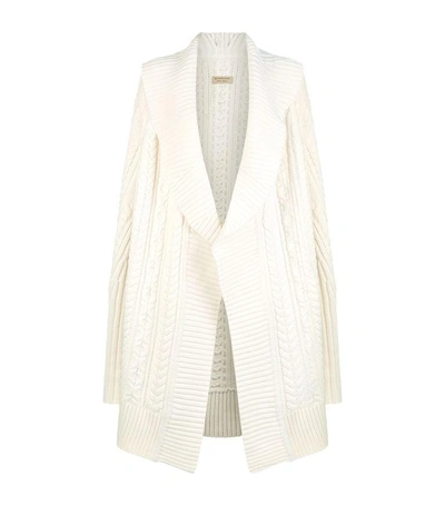 Shop Burberry Cable Knit Poncho In White