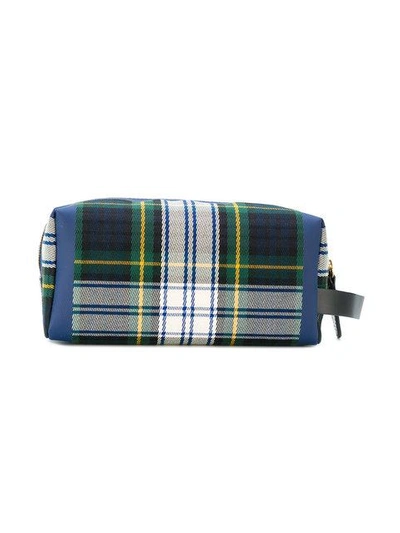 Shop Burberry Tartan Cotton Pouch In Blue