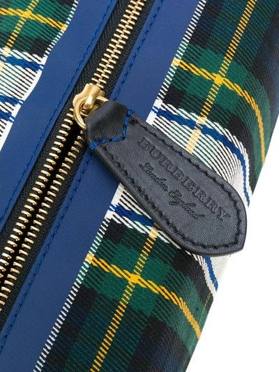 Shop Burberry Tartan Cotton Pouch In Blue