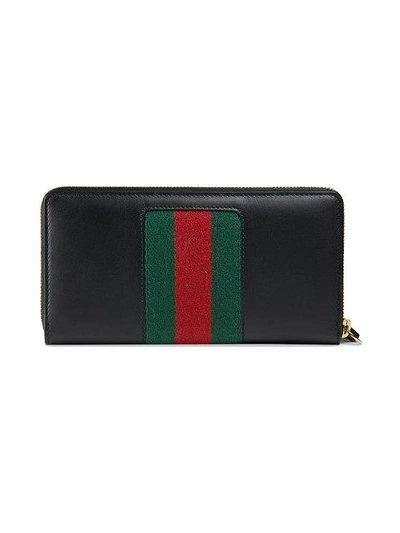 Shop Gucci Sylvie Zip Around Wallet In Black