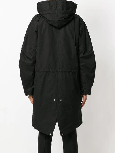 Shop Helmut Lang Fur Lined Hooded Coat - Black