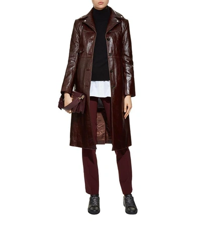 Shop Helmut Lang Leather Biker Coat In Brown