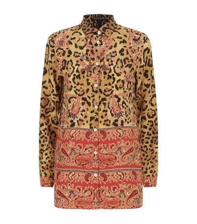 Shop Etro Paisley Leopard Print Shirt In Brown