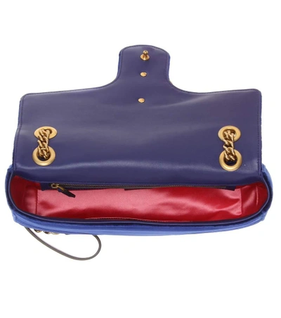 Shop Gucci Gg Marmont Medium Shoulder Bag In Blue