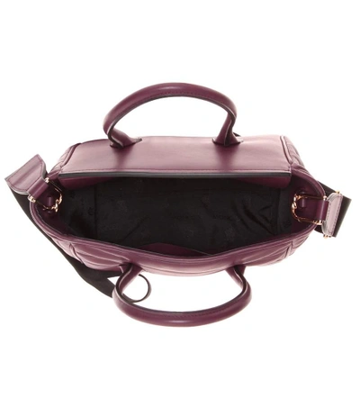 Shop Moncler Evera Leather Tote Bag In Purple