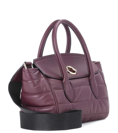 Shop Moncler Evera Leather Tote Bag In Purple