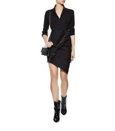 Shop Saint Laurent Embellished Ruffle Pencil Skirt In Black