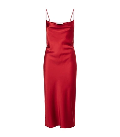 Shop Fleur Du Mal Cowl Neck Silk Slip Dress In Red