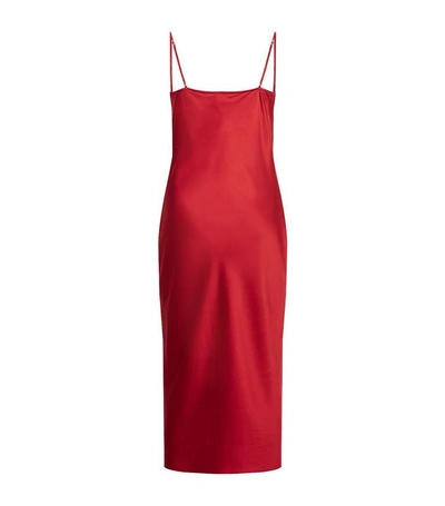 Shop Fleur Du Mal Cowl Neck Silk Slip Dress In Red