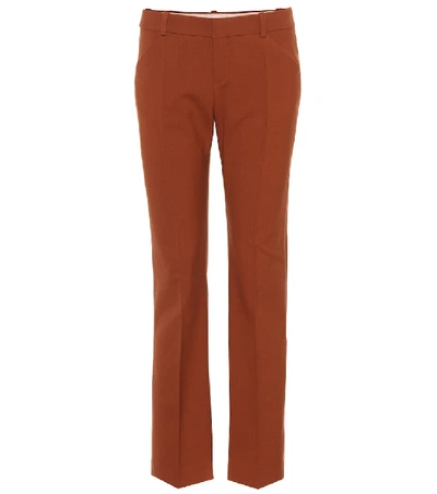 Shop Chloé Cropped Wool Trousers In Brown