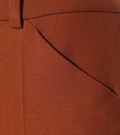 Shop Chloé Cropped Wool Trousers In Brown
