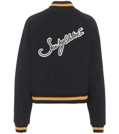 Shop See By Chloé Wool-blend Bomber Jacket In Black