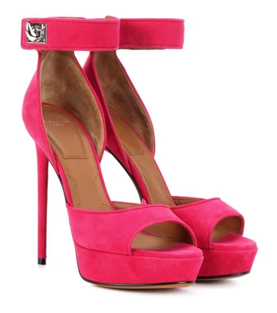 Shop Givenchy Shark Suede Sandals In Fushia