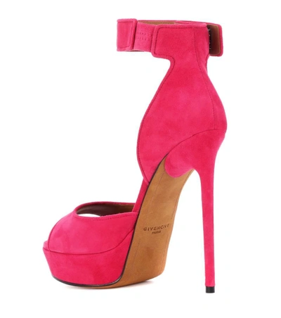 Shop Givenchy Shark Suede Sandals In Fushia