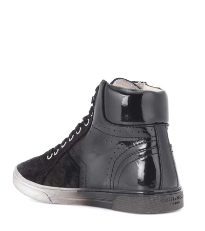 Shop Saint Laurent Joe Leather And Suede Sneakers In Black