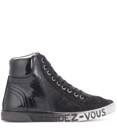 Shop Saint Laurent Joe Leather And Suede Sneakers In Black