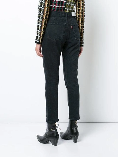 Shop Re/done Ripped Detail Cropped Jeans In Black