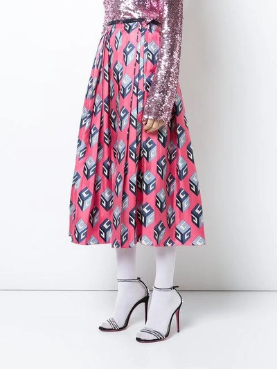 Shop Gucci Printed Pleated Skirt