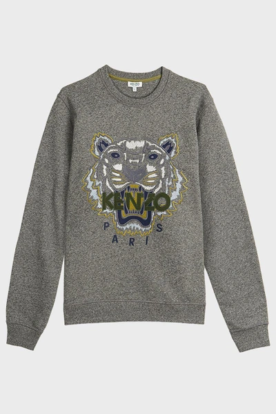 Shop Kenzo Classic Tiger Emblem Cotton-blend Jumper In Grey