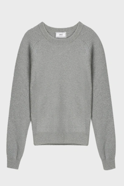 Shop Ami Alexandre Mattiussi Crew Neck Wool Jumper In Grey