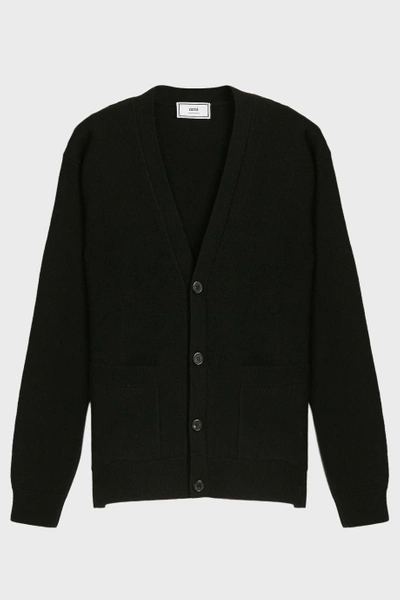 Shop Ami Alexandre Mattiussi Oversized Wool And Cashmere-blend Cardigan In Black