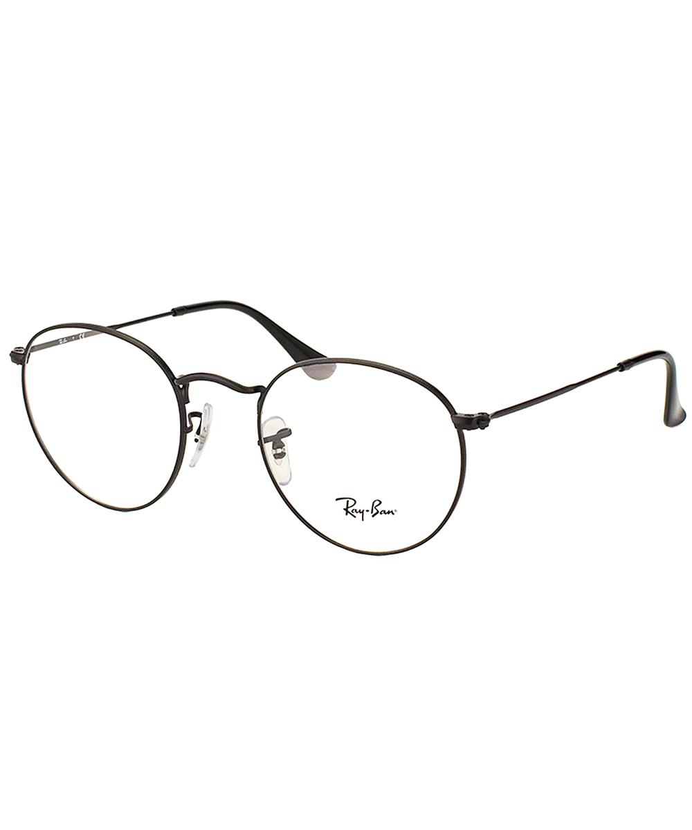 Ray Ban Round Metal Clubmaster Eyeglasses In Matte Black Modesens