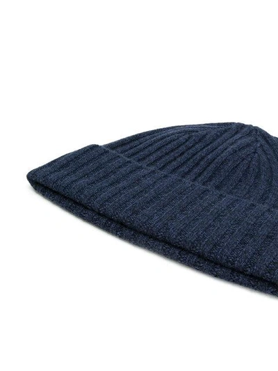 Shop N•peal Chunky Rib Knit Beanie Hat In Blue