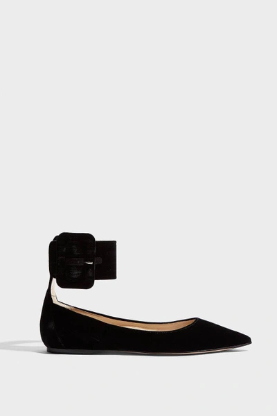 Shop Attico Julia Velvet Point-toe Flats In Black