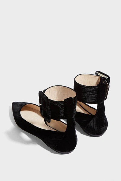 Shop Attico Julia Velvet Point-toe Flats In Black