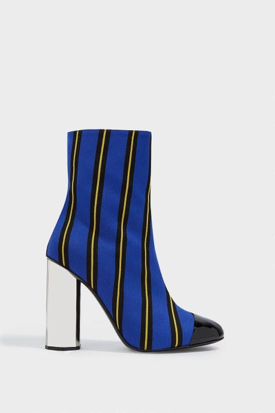 Shop Marco De Vincenzo Striped Canvas Ankle Boots In Blue, Yellow And Black