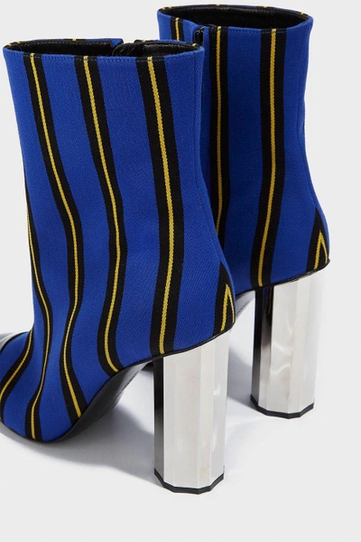 Shop Marco De Vincenzo Striped Canvas Ankle Boots In Blue, Yellow And Black