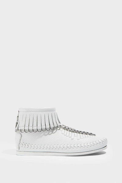 Shop Alexander Wang Montana Fringed Pebbled-leather Ankle Boots In White