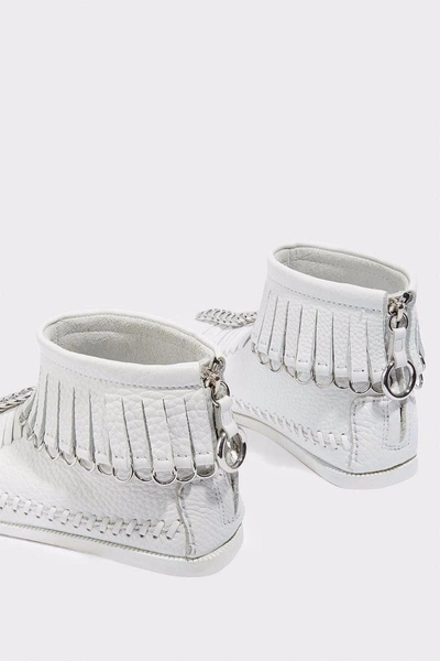 Shop Alexander Wang Montana Fringed Pebbled-leather Ankle Boots In White