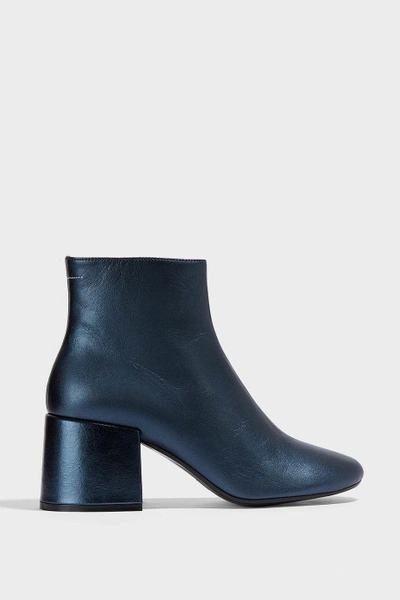 Maison Margiela Leather Ankle Boots In Dark-blue