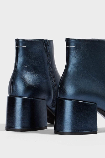 Shop Maison Margiela Leather Ankle Boots In Dark-blue