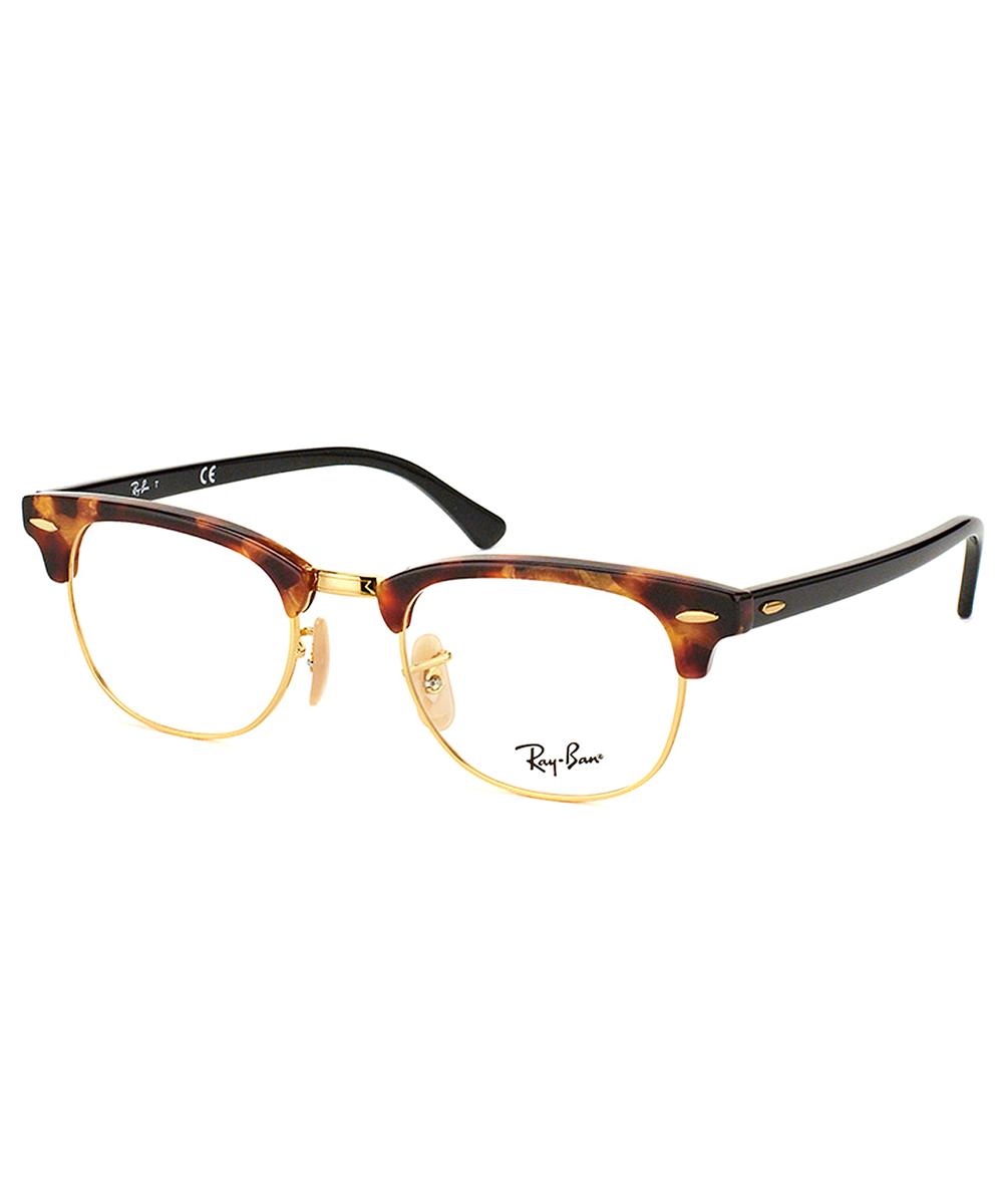 Ray Ban Clubmaster Plastic Eyeglasses In Brown Havana And Gold Modesens