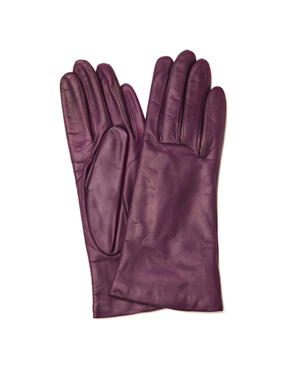 plum leather gloves