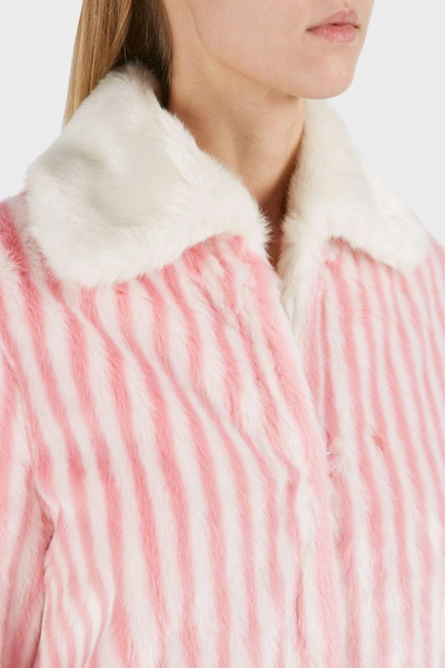 Shop Marco De Vincenzo Striped Faux Fur Coat