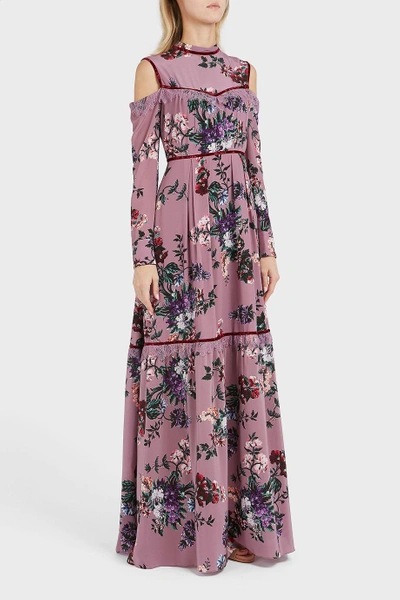 Erdem Sabine Floral Print Silk Gown In Winter Bourne Violet